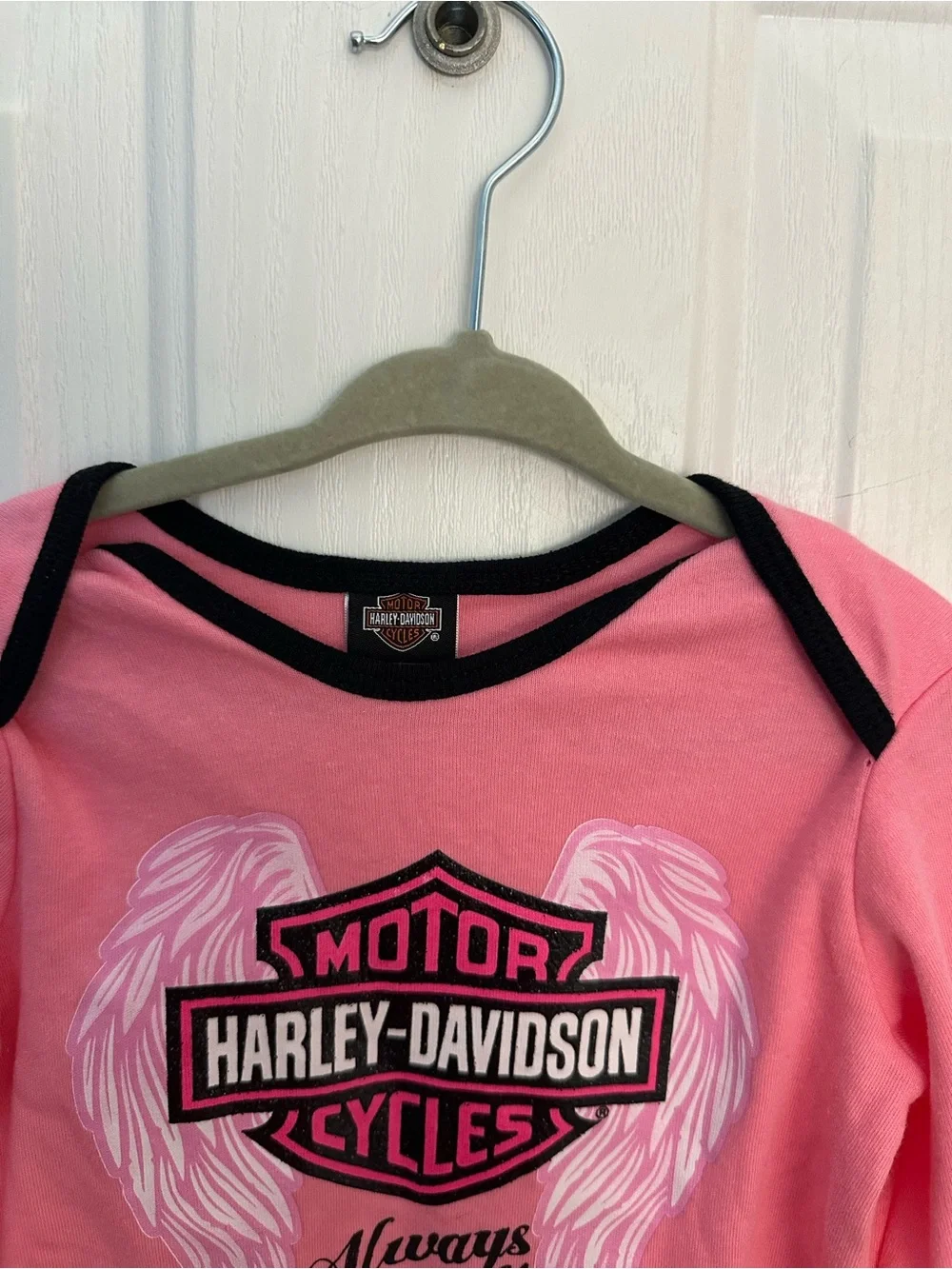Harley-Davidson® Baby Girls' Glittery Interlock Footed Coveralls, Pink